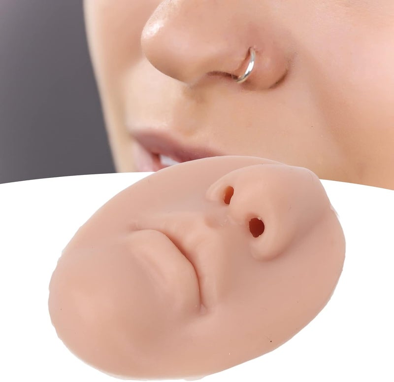 woobles 3pcs Silicone Nose Model, Reused Soft Nose Mold with Mouth Soft Elastic for Earrings Jewelry Display Rubber Nose for Piercing Practice (Medium Skin Color) - Image 3